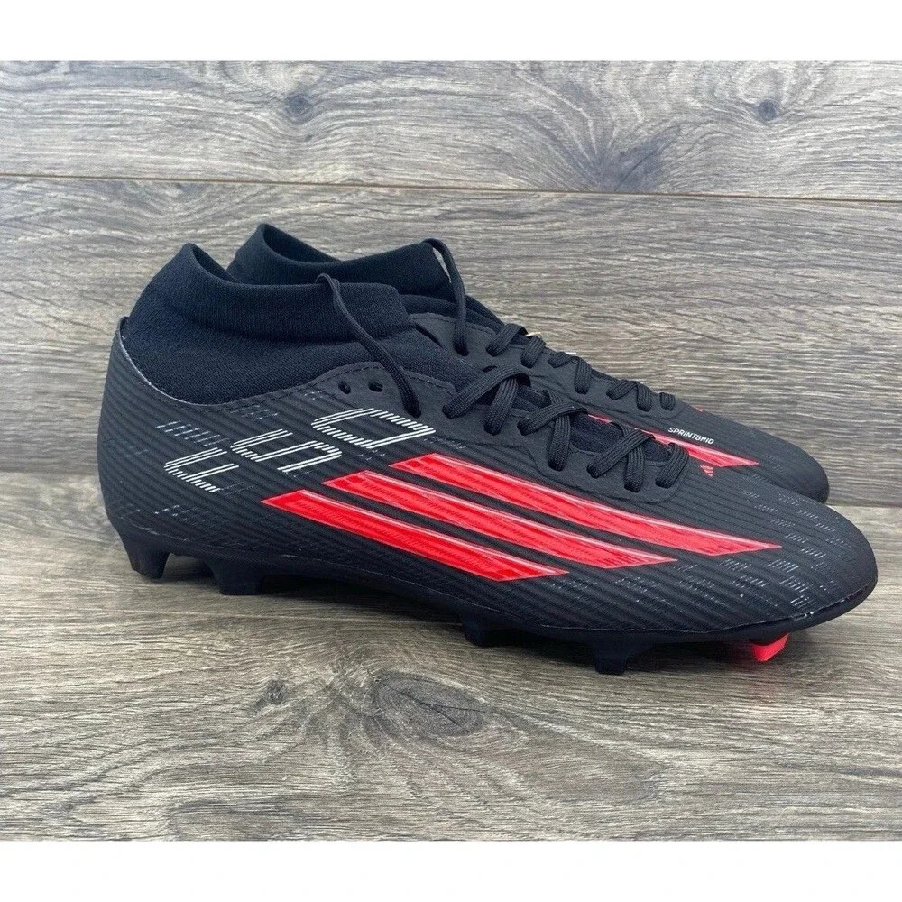 New Adidas F50 League MID FG Core Black Lucid Red Soccer Cleats JR9007 Men Sz 11